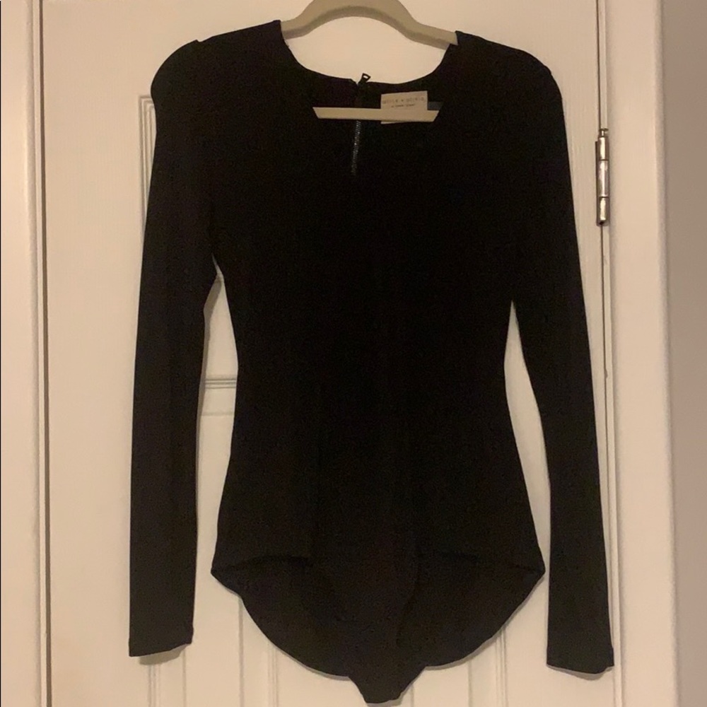Alice and Olivia Black Bodysuit Long Sleeve